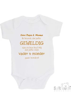 Merkloos 100% katoenen Romper "Lieve papa & mama ik hoorde dat jullie geweldig zijn en ben heel blij dat jullie mijn vader & moeder gaan worden!" Unisex Katoen