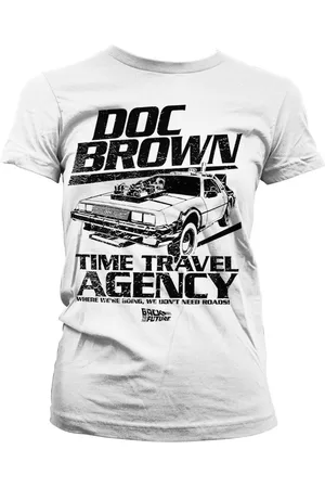 Back To The Future Doc Brown Time Travel Agency Girly Tee Damen T-Shirt White-M
