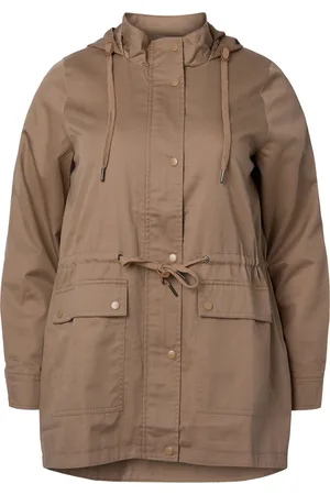 Zizzi Lange parka met capuchon en zakken