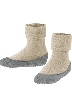 Falke Cosyshoe Teens antislip noppen merinowol huissokken pantoffels kinderen beige