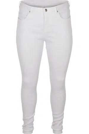 Zizzi JEANS, LONG, AMY Dames Jeans - White
