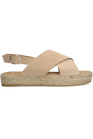Manfield Dames - suède sandalen met plateau