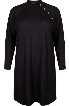 Zizzi VLUCCA, L/S, BUTTON ABK DRESS Dames Jurk - Black