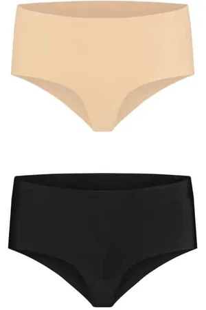 Bye Bra Onzichtbare Slip Slipje, Hoge Taille, Naadloze Bikini, Geen Stiksels, Geen Panty Lijn, Gladde Randen, 2 Kleurenpakket, Beige En Zwart, S