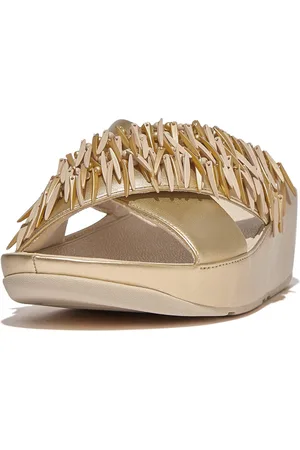 FitFlop Rumba Beaded Metallic Cross Slides