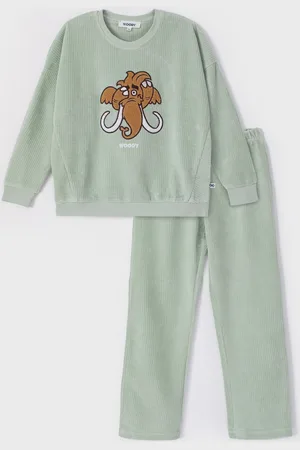 Woody Pyjama meisjes - mammoet - pastelgroen - 232-10-WPA-V/704 - maat 140