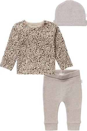 Noppies Kledingset - 3delig - Broek Naura - Shirt Stanley sand - Muts Nevel