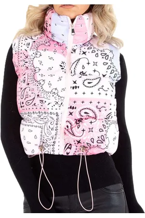 Merkloos Dilena fashion bodywarmer bandana style roze gewatteerd