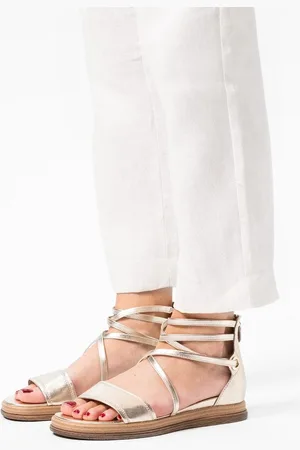 No Stress Dames - Gouden leren sandalen met bandjes