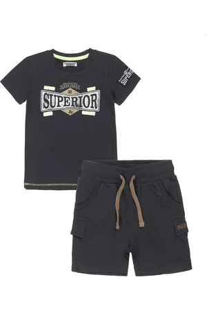 DJ Dutchjeans Kledingset(2delig) - Short antraciet - Shirt antraciet met print