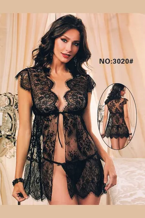 Merkloos Lingerie set met kant 2 delig one size