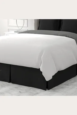 Merkloos Til nooit je matrasomslag rond bedrok - klassieke stijl - onderhoudsarme kreukbestendige stof - traditionele 35 cm vallengte - Queen - zwart - luxe uitstraling - slaapkamer-essentials Corner Bed Skirt