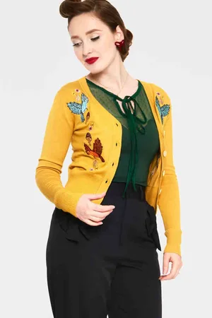 Voodoo Vixen Cardigan -L- Ginny Mustard Woodland