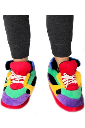 Merkloos Pluche clownschoenen/sneakers sloffen/pantoffels voor volwassenen - Clownschoenen/regenboog/sneakers sloffen 39/41.5