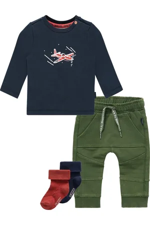 Noppies Kledingset - Jongens - 4delig - Broek Jeslo Thyme - Shirt Masonbro Blauw - 2 paar sokjes