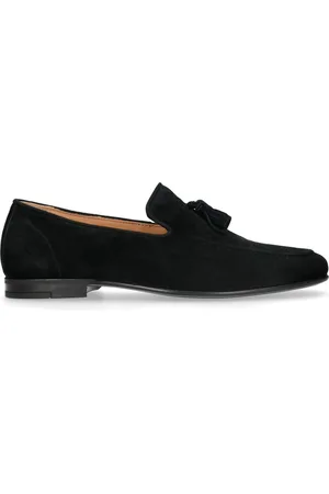Manfield Heren - Zwarte suède loafers met kwastjes