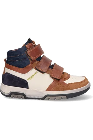 Braqeez 423853-413 Jongens Hoge Sneakers - - Leer - Klittenband