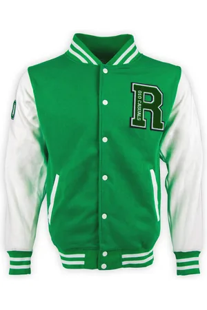 Merkloos 010 CASUALS ROTTERDAM BASEBALL JACK VARSITY SWEATJACKET GROEN/WIT