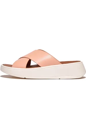 FitFlop F-Mode Leather Flatform Cross Slides