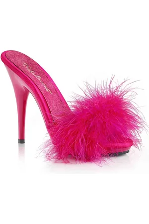 Fabulicious EU 39 = US 9 | POISE-501F | 5 Heel, 3/8 PF Marabou Slide Sandal