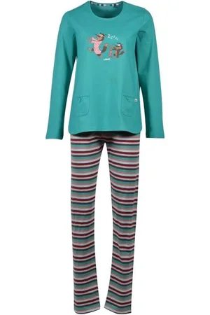 Woody Meisjes-Dames Pyjama Aquagroen Wolf - 202-1-BSL-S/752 - maat 128