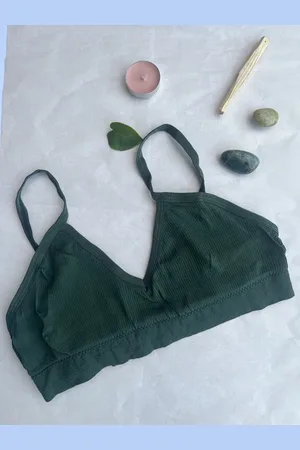 Merkloos LIGHT RIBBED BRALETTE - - OneSize - 4stuks - Green - Dark Green - Bra - Bralette - BH