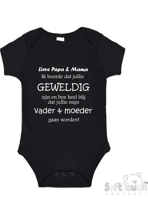 Merkloos 100% katoenen Romper "Lieve papa & mama ik hoorde dat jullie geweldig zijn en ben heel blij dat jullie mijn vader & moeder gaan worden!" Unisex Katoen 62/68