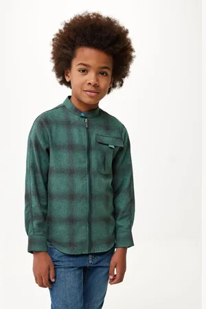 Mexx Checked Zip Through Shirt Dark Green