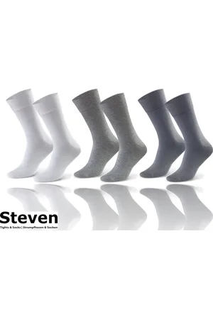 Steven 72% Katoen Sokken EU MADE - Grijstinten - Voor onder een Pak Nette Schoenen - Multipack 3 Paar - Comfort Kwaliteit Duurzaamheid - Naadloze Effen Heren Sokken