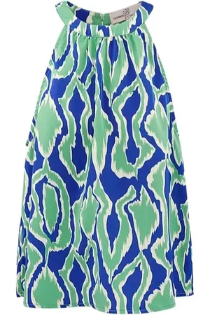 Merkloos Haltertop met Fantasie Print - Blauw/Groen