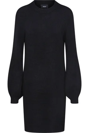 Object Object Jurk Objeve Nonsia L/s Knit Dress Noos 23030170 Black Dames
