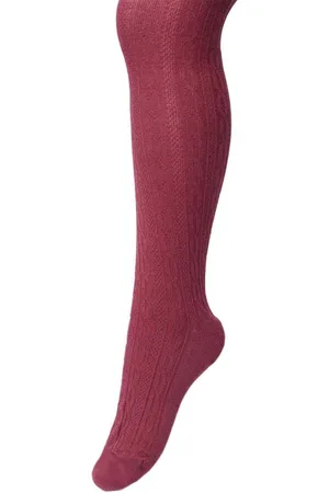 Bonnie Doon Bio Kabel Maillot Meisjes Donker Roze maat 116/134 S - Ingebreid Kabel patroon - Biologisch Katoen - Uitstekend draagcomfort - Classic Cable Tights - OEKO-TEX - Gladde Naden - Klassiek - Roze/Rood - - BP213901.280