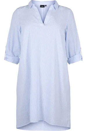 Zizzi VFLEX, 3/4, ABK DRESS Dames Jurk - Light Blue
