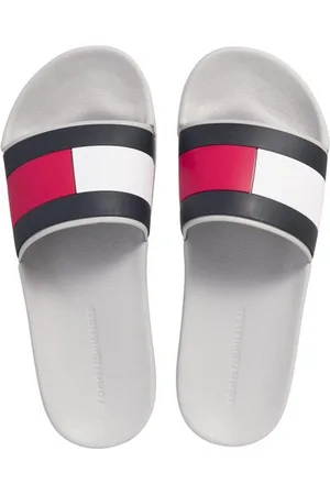 Tommy Hilfiger BADSLIPPER grijs, zwart, rood, wit, mt 42 Flag pool Slide slipper