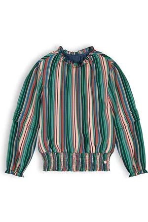 NoNo Meisjes blouse gestreept - Taya - Navy blauw