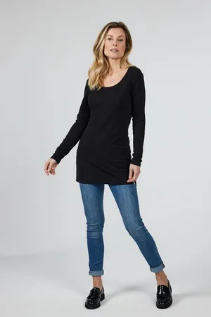 DIDI Dames Extra long tee Leija in Black maat 46