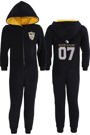 Harry Potter Huffelpuf - Zwarte, eendelige Pyjama / Onesie pyjama