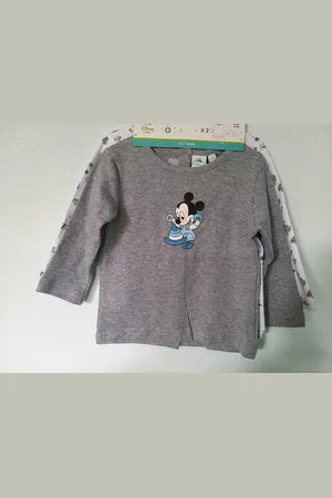Disney 2 maal t-shirt mickey mouse baby - lange mouw - maat 62/68