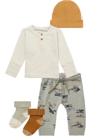 Noppies Kledingset - 5DELIG - Broek Marvin Willow Grey - Shirt Miami Oatmeal - Beanie Mebane Apple Cinnamon - 2 Paar sokjes Maxton