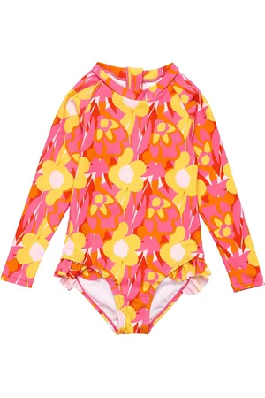 Snapper Rock UV-badpak voor meisjes - Lange mouw - UPF50+ - Pop of Sunshine - - maat 14 (149-155cm)