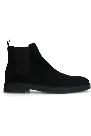 Manfield Heren - Zwarte suède chelsea boots