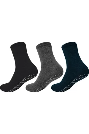 Merkloos 3 Paar Huissokken anti slip - Antislip sokken - Gripsokken - Full Terry - Volledig Badstof - ABS -