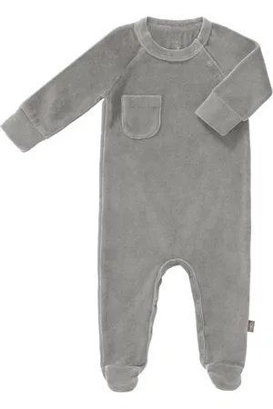 Fresk Pyjama Velours met voetjes - Paloma Grey - Newborn