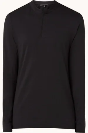 Drykorn Keno longsleeve met logo en knoopdetail -