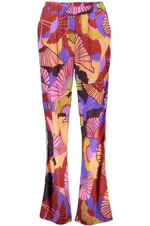 Geisha Broek Pantalon Ginko Print 31408 20 Burgundy/purple Combi Dames