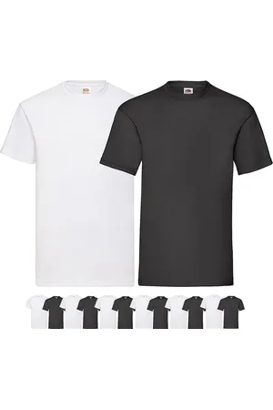Fruit Of The Loom 12 pack Witte & Zwarte shirts Ronde hals maat M Valueweight