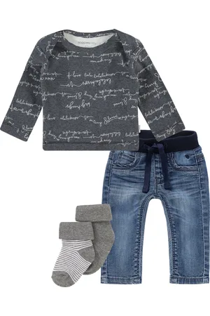 Noppies Set(4delig) Jeans met grijs shirt en 2 paar sokjes grijs