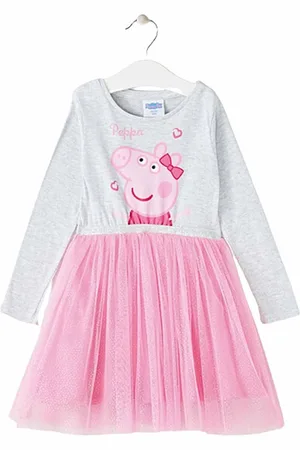 Peppa Pig Jurk - Lange mouw - Tule rok - / Grijs