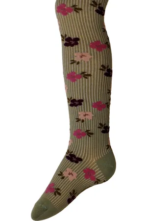 Ewers Maillot Kindermaat - Fijne Rib en Bloemetjes Roze & Lila & Paars - Mosgroen-134/146