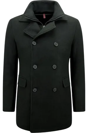Enos Heren winterjassen Volwassen - Overcoat Heren - Trenchcoat Heren - 805 - Zwarte Jas